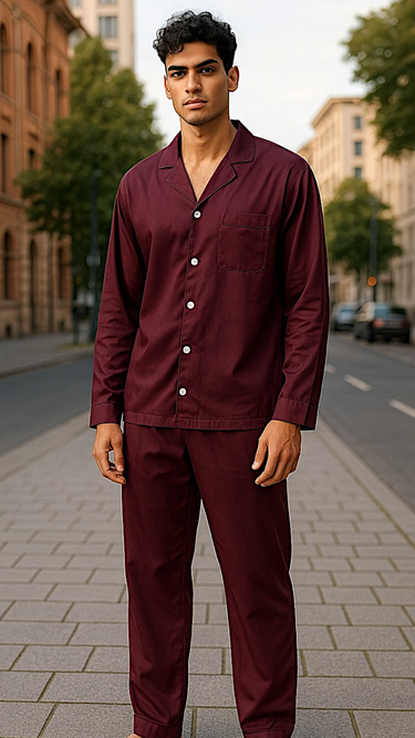 Men’s Solid Plum Linen